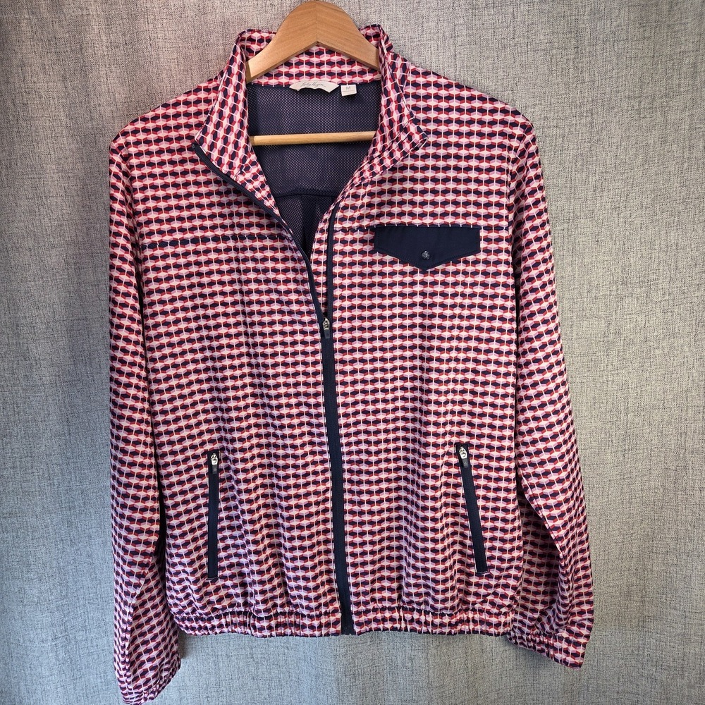Lady‎ Hagen Women's Full-Zip Golf Jacket Pink/Blue Geometric Medium Athleisure